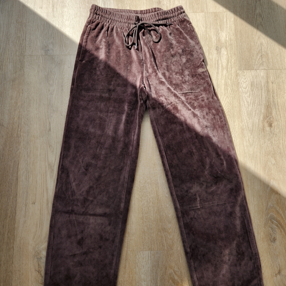 TNA Velvet Joggers in Plum Brown